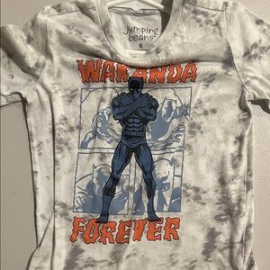 jumping beans White and Gray Tie-Dye Black Panther Graphic Tee with Orange Text
